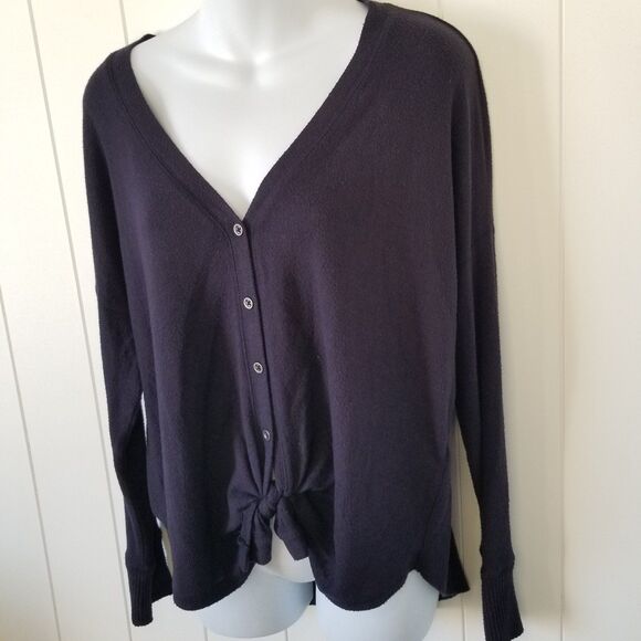 Abercrombie & Fitch Sweater Cardigan Womens Small Blue Tie Front Preppy - Picture 3 of 9